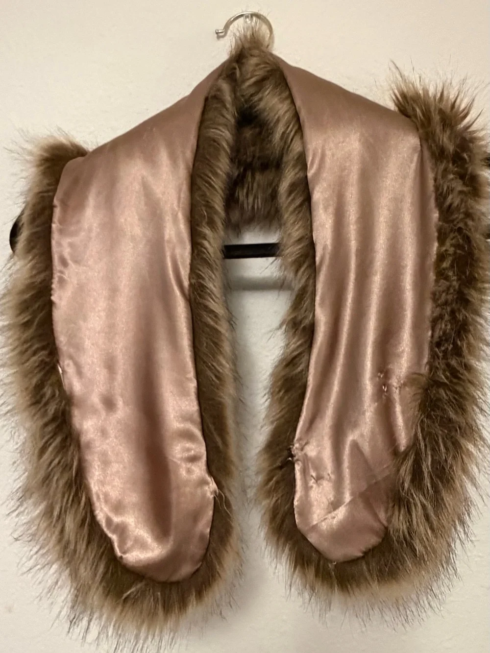 Faux Fur Collar Scarf — Brown